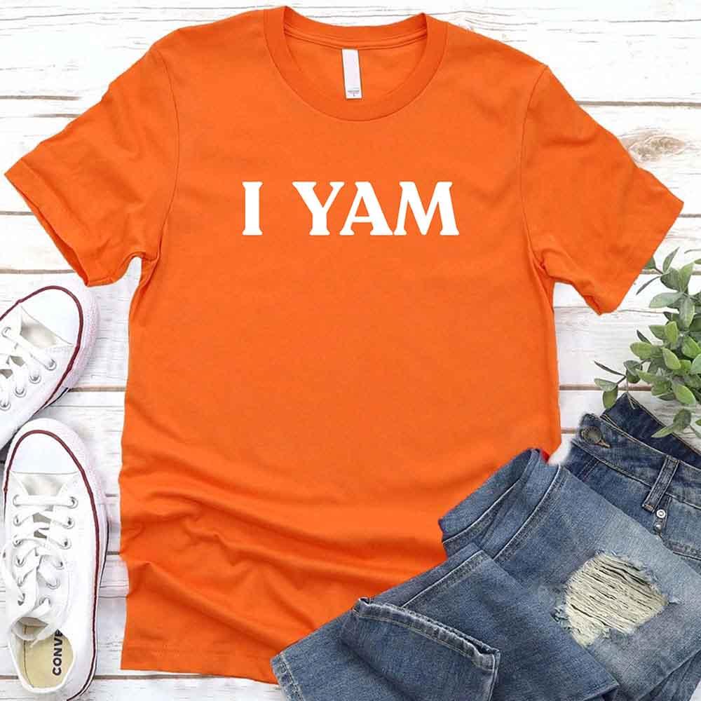 I YAM T-Shirt – Funny Thanksgiving Pun Tee Orange
