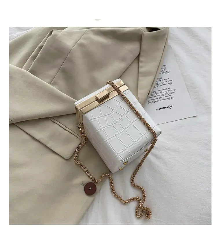 Small Retro Stone Pattern Square Bag for Women purple