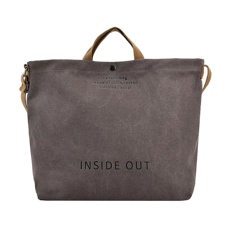 Large Capacity Canvas Letters Tote Bag for Women Gray