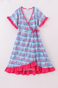 Blue sailboat serenade print mom&me dress 3XL