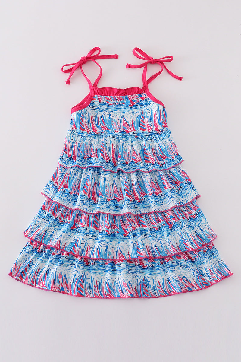 Blue sailboat serenade print mom&me dress 8