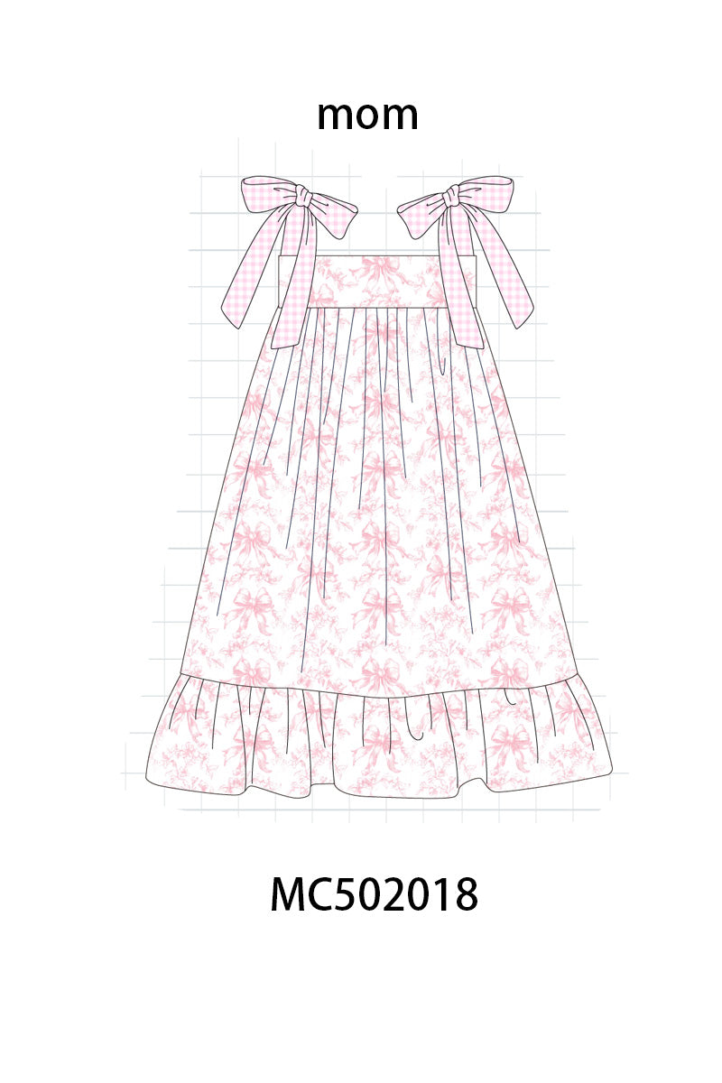 Pink bow print ruffle mom&me dress 2XL