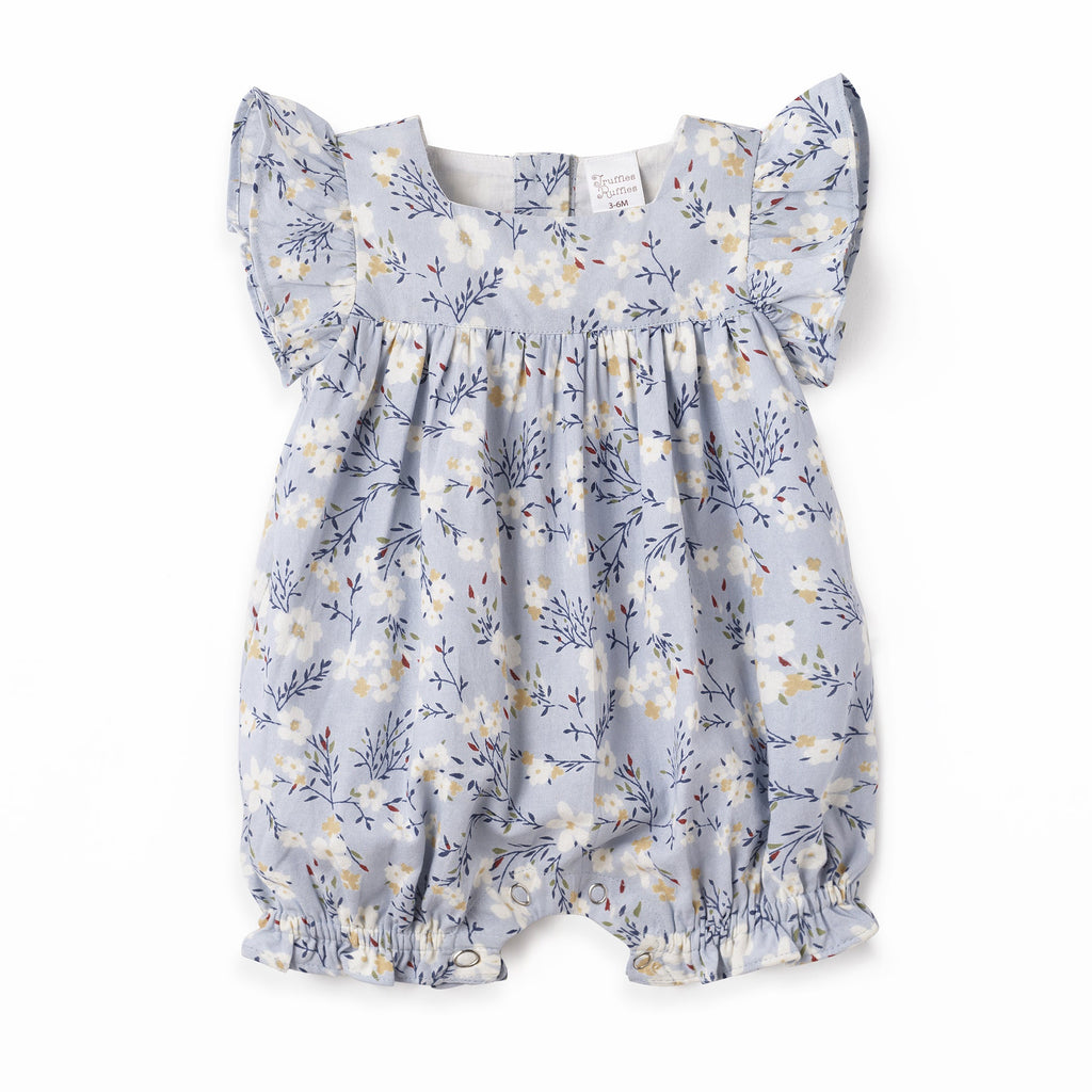 Floral Baby Romper – Soft Cotton One-Piece with Ruffles 12-18M