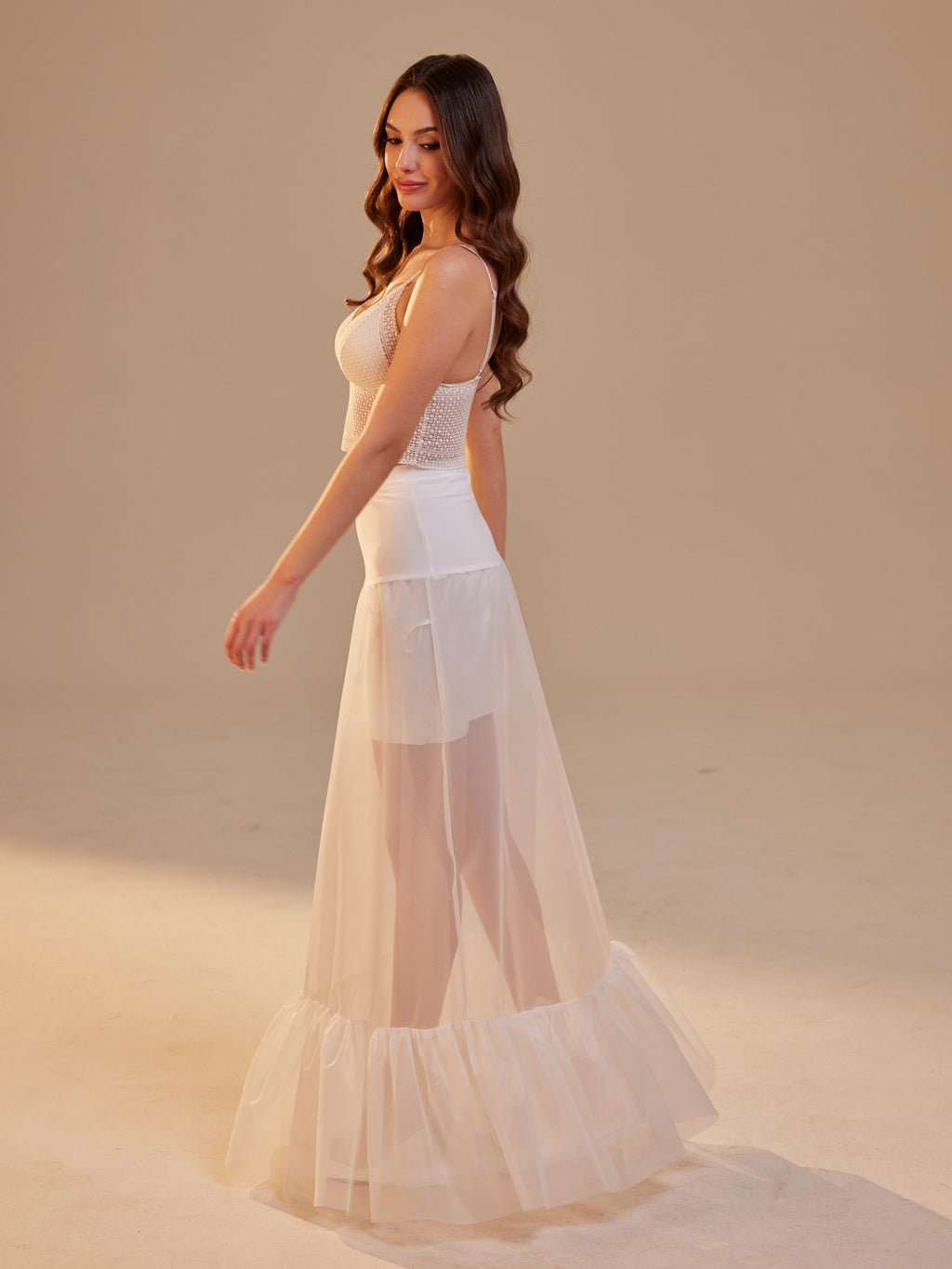 Mermaid Petticoat Skirt with Waist Corsage , Bridal Crinoline Slip