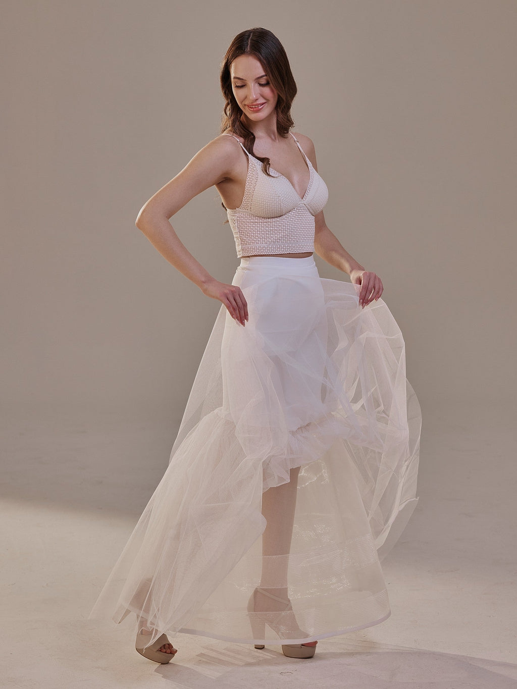 Mermaid Petticoat with Corsage and Hard Net Tulle Underskirt ,Wedding Crinoline with Petticoat Netting Fabric