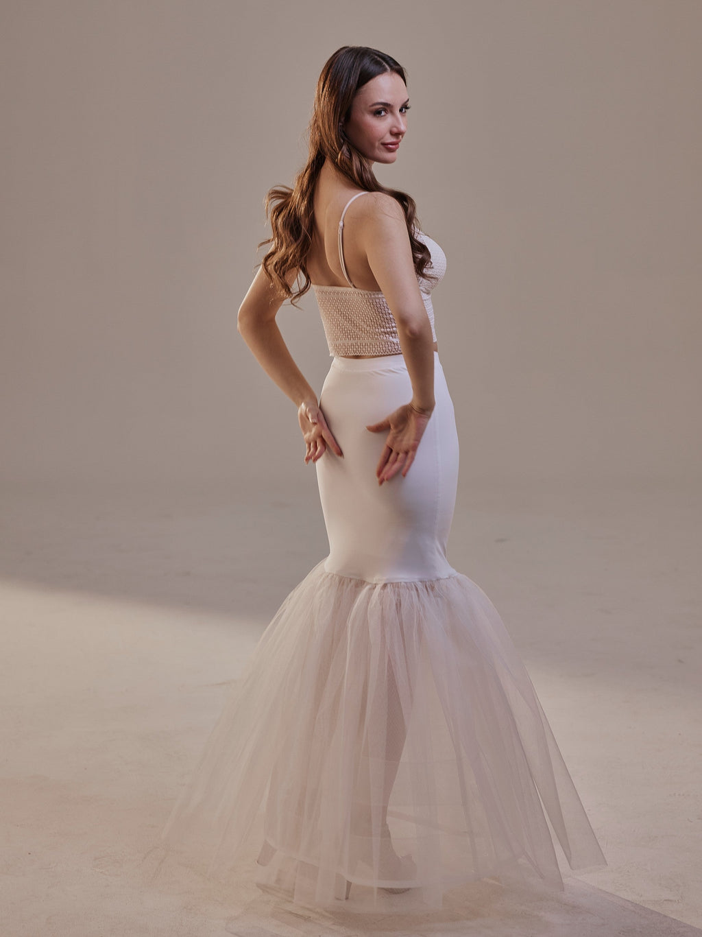 Mermaid Petticoat with Corsage and Hard Net Tulle Underskirt ,Wedding Crinoline with Petticoat Netting Fabric