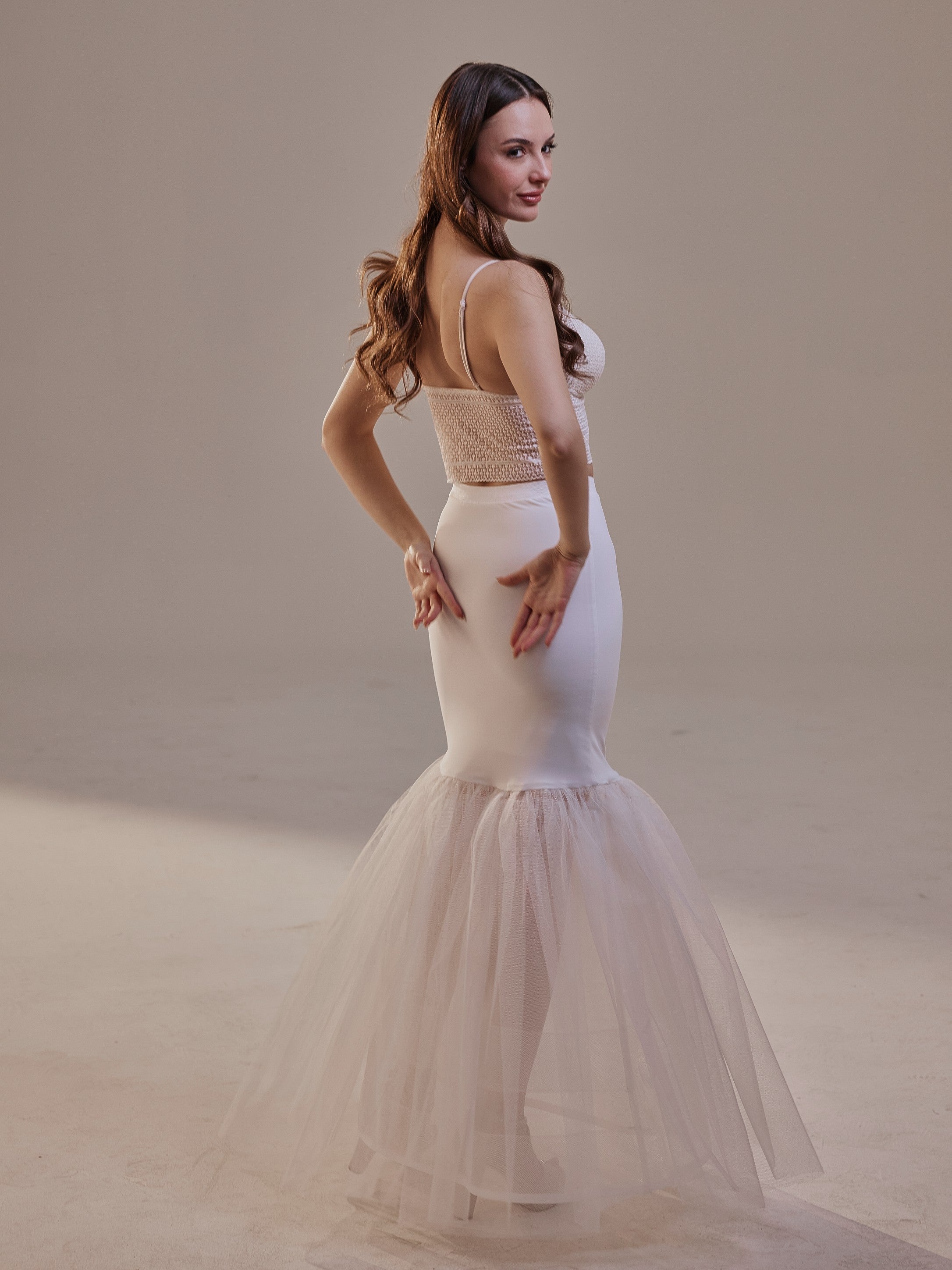 Mermaid Petticoat with Corsage and Hard Net Tulle Underskirt ,Wedding Crinoline with Petticoat Netting Fabric
