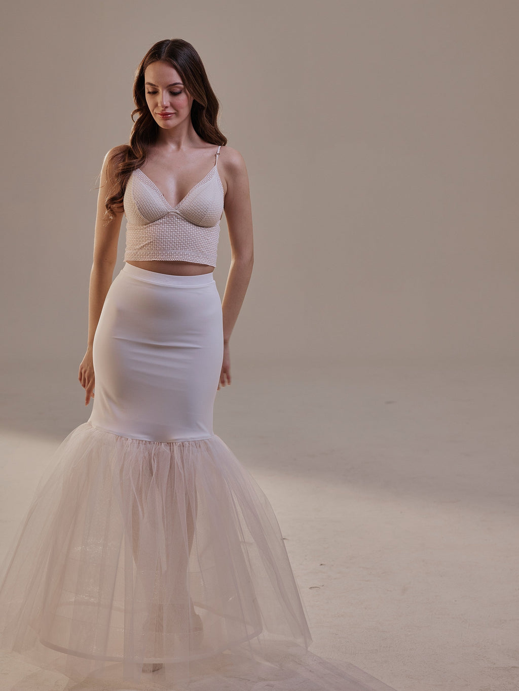 Mermaid Petticoat with Corsage and Hard Net Tulle Underskirt ,Wedding Crinoline with Petticoat Netting Fabric
