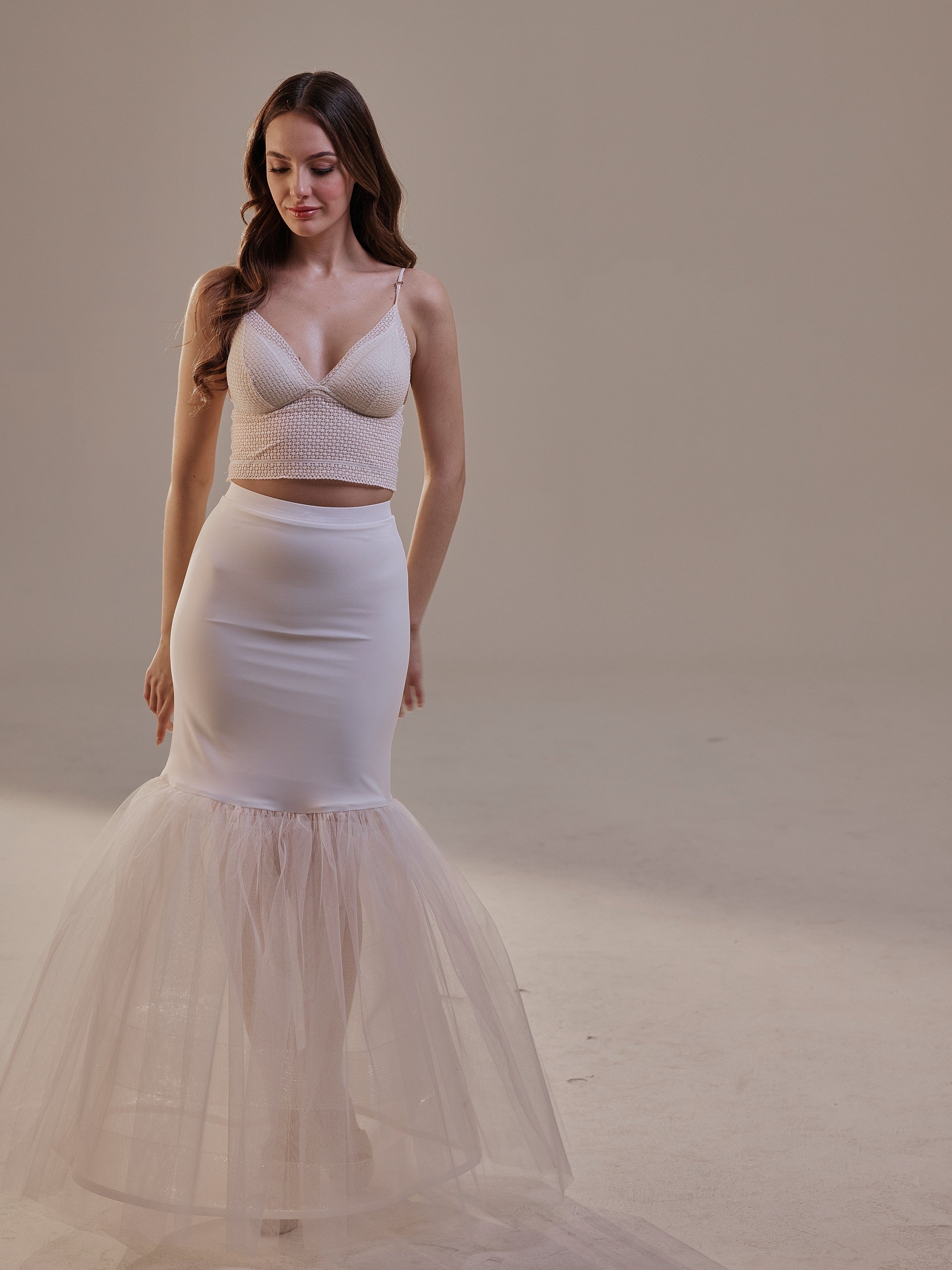 Mermaid Petticoat with Corsage and Hard Net Tulle Underskirt ,Wedding Crinoline with Petticoat Netting Fabric