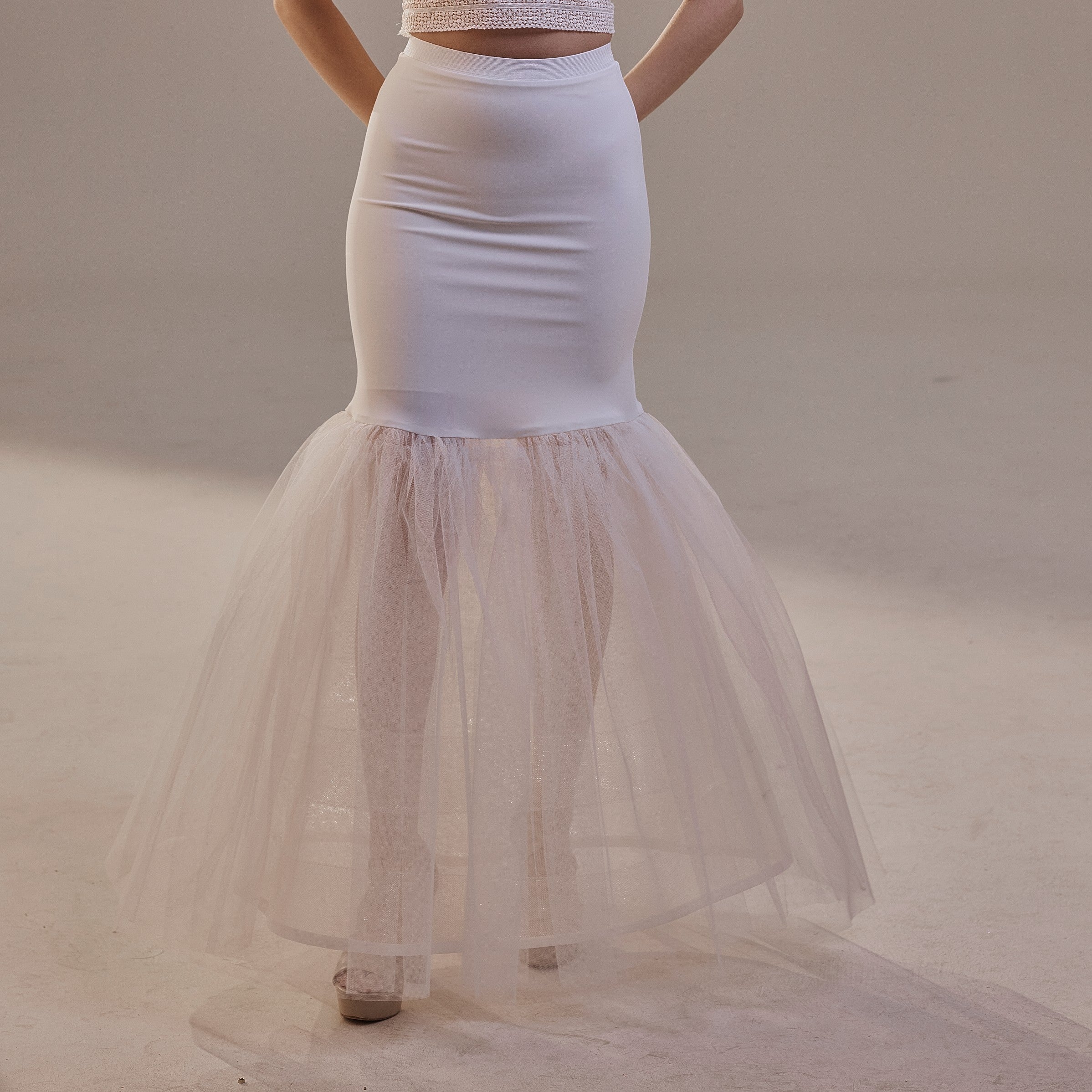 Mermaid Petticoat with Corsage and Hard Net Tulle Underskirt ,Wedding Crinoline with Petticoat Netting Fabric