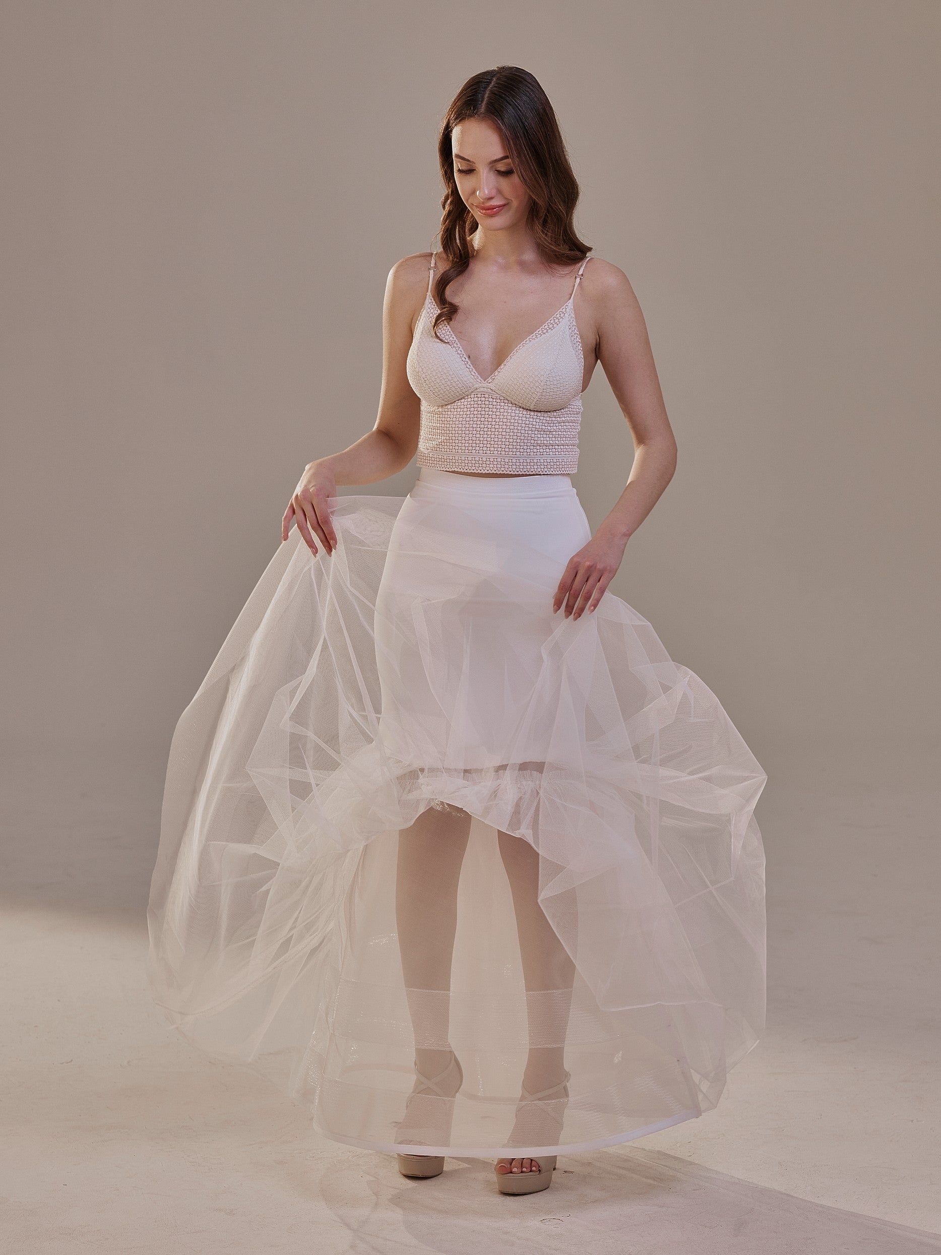 Mermaid Petticoat with Corsage and Hard Net Tulle Underskirt ,Wedding Crinoline with Petticoat Netting Fabric