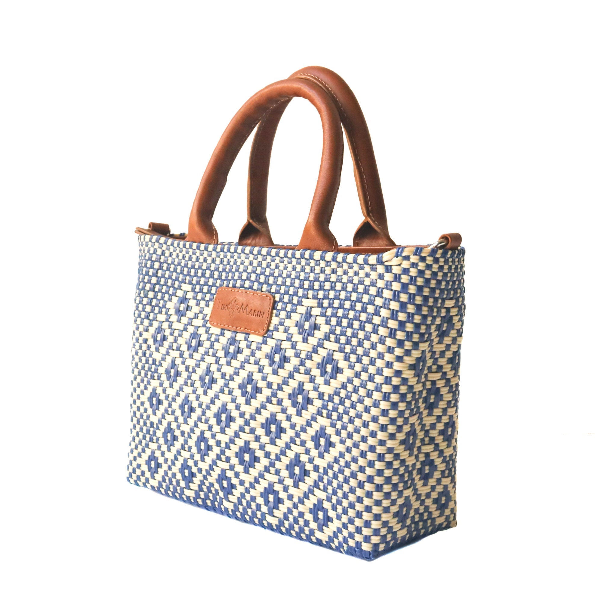 Mixte Small Woven Crossbody Bag - Tan Leather