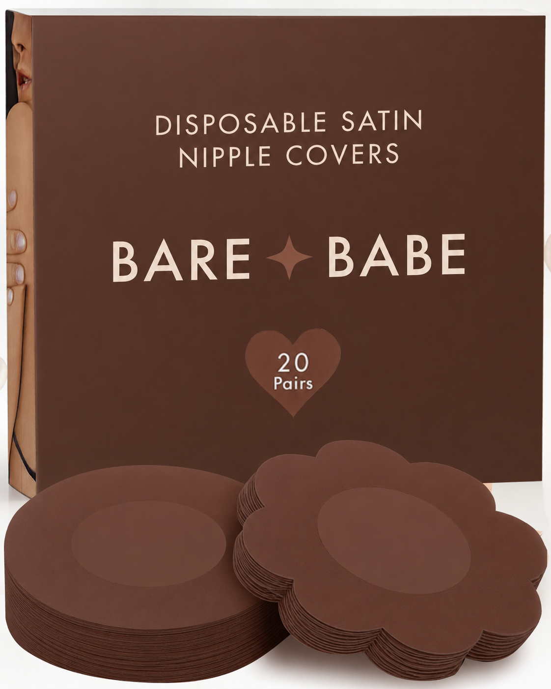 Satin Nipple Pasties - 20 Pairs Mocha