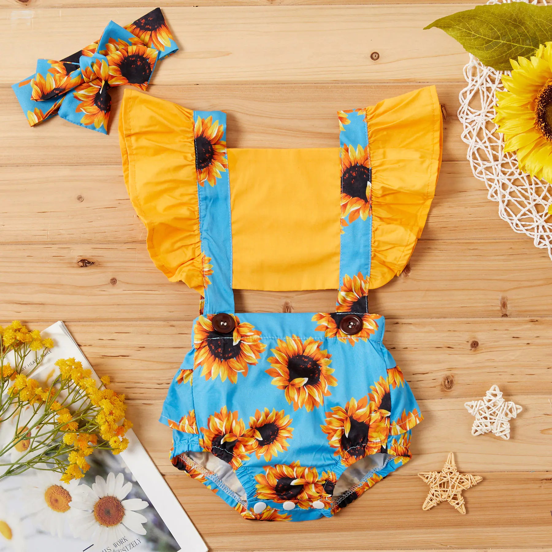 New Girls' Jumpsuit with Suspenders Light Blue 70cm
