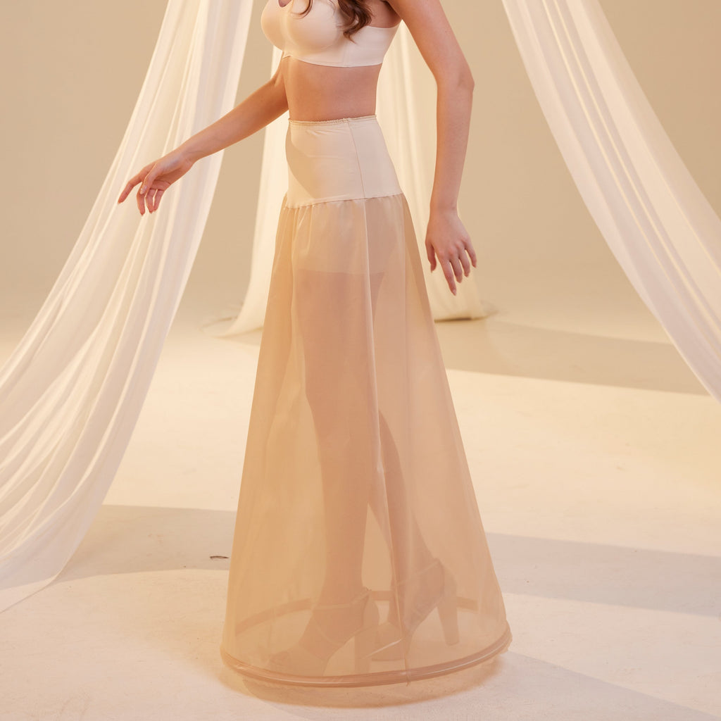Nude A-Line Wedding Dress Petticoat , One Hoop Underskirt with Waist Corsage