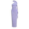 Elegant Women Clothing One Shoulder Sexy Tight Backless Sexy High Waist Strap Dress for Women Blue