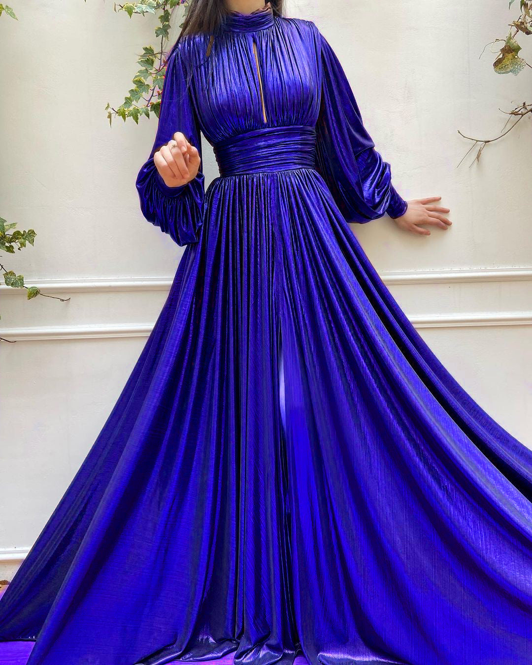Spring Summer Popular Color Tight Waist Halter Large Swing Sexy Avocado Green Dress Maxi Dress for Women Blue