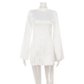 Slim Fit Slimming Light Luxury Court Advanced Satin Cape Sleeve Dress Short Dress White