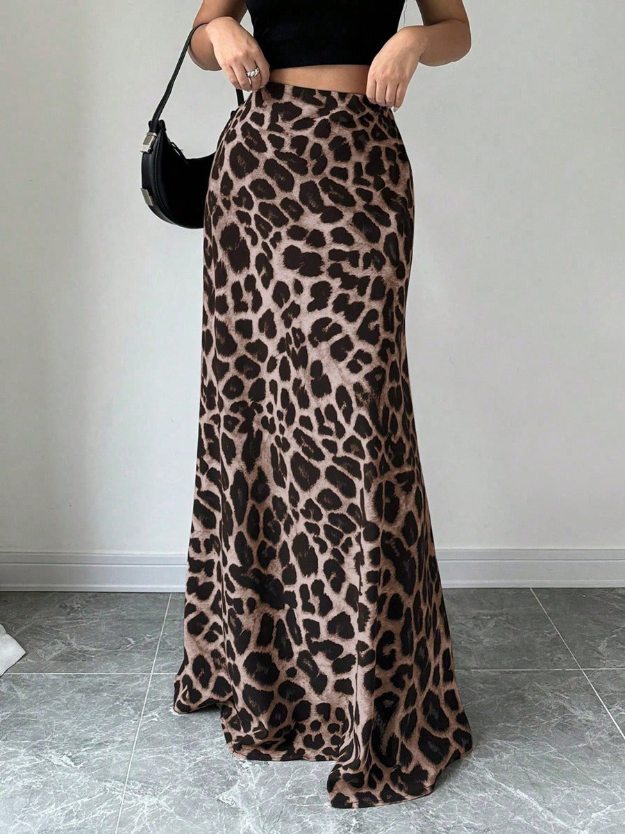 Women Clothing Satin Satin Dress Skirt Women Summer Artificial Silk Long Skirt High Sense Coffee