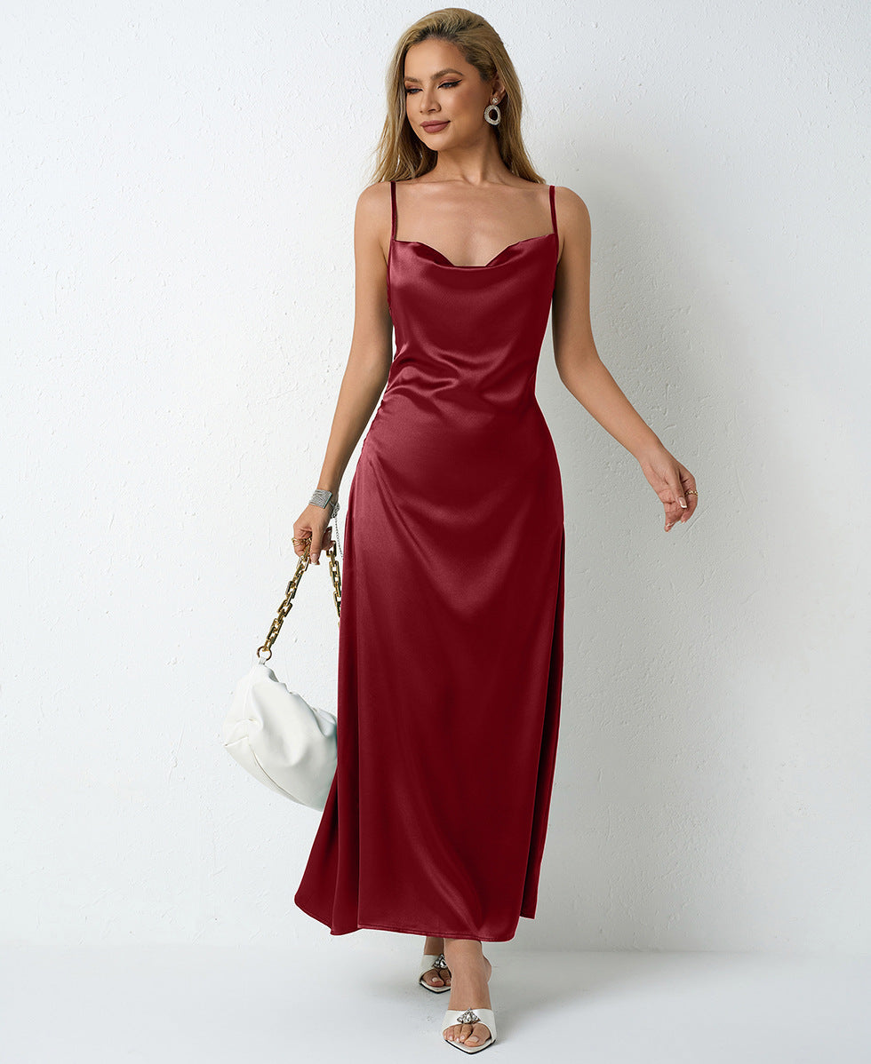 Satin Shirt Women Women Clothing Artificial Silk Casual Pleated Long Sleeve Satin Top Burgundy