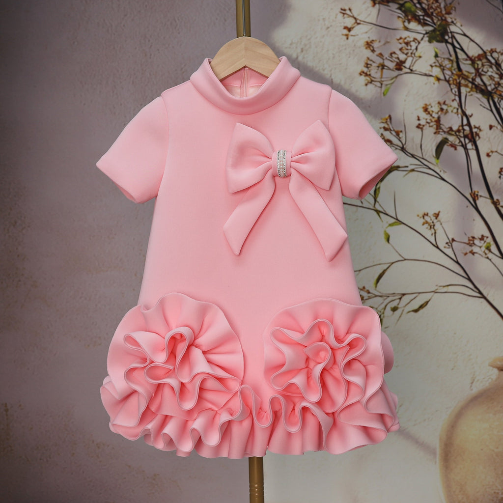 Three-dimensional Flower Girl Fashion Show Dress Lotus Root Color