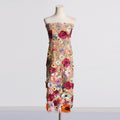 Elegant Elegant Dress Three Dimensional Floral Embroidered Slim Slim Fit Tube Top Dress for Women Apricot