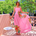 Summer Women Camisole Printing Backless Dress Women Pink