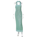 Sexy Tube Top Solid Color Slim Long Socialite Close-Fitting Sequ Dress Women Mint