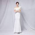 off-Shoulder Banquet Evening Dress Maxi Party Long Elegant Slim Sexy Fishtail Dress Formal Gown White