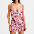 Women Clothing Party Dress Sequin Sling Hip Sexy Nightclub Dress Pink