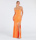 Dress Sexy Sling Backless High Slit Sequ Socialite Dress Orange