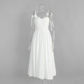 Cotton Sling Balloon Dress Summer Tight Waist Bubble Swing Dress Pure Cotton Dress Women White