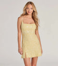 Dress Women Summer Elegant Sequ Sling Backless Short Evening Dress Yellow