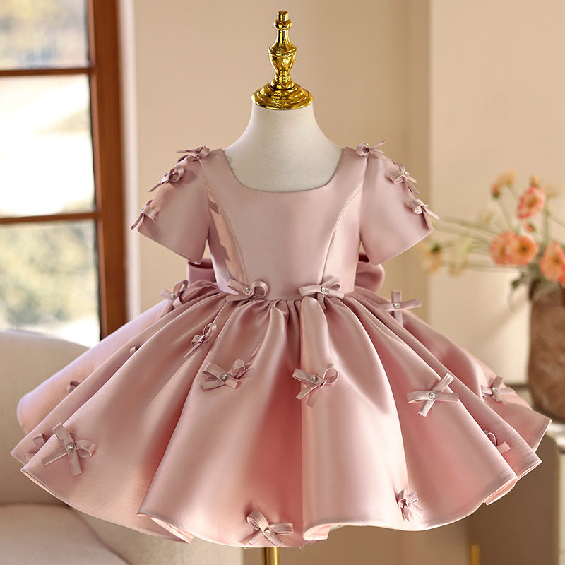 Little Girl Birthday Full-year Evening Dress Pink