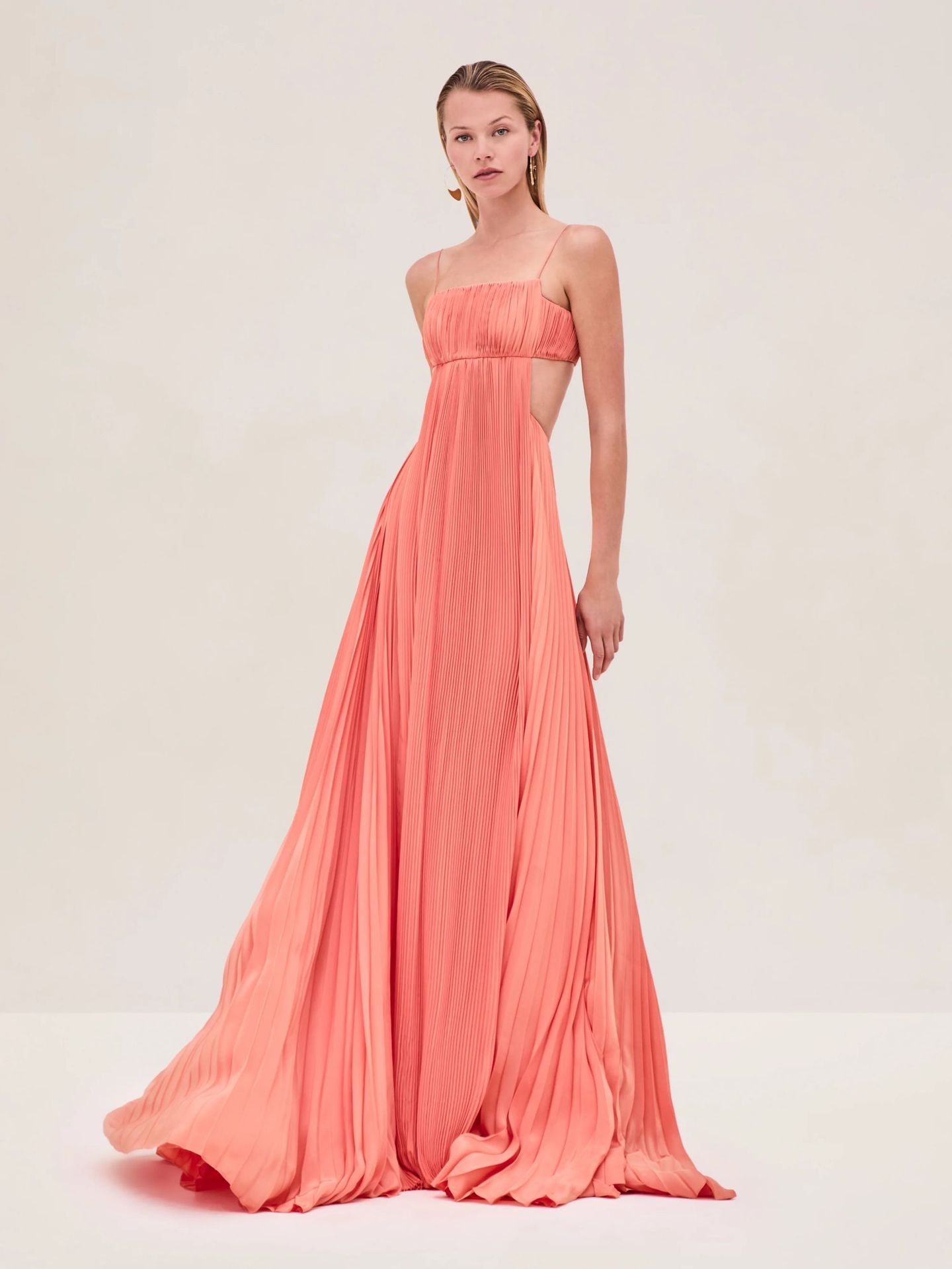 Women Summer Cami Dress Sexy Pleated Backless Dress Red