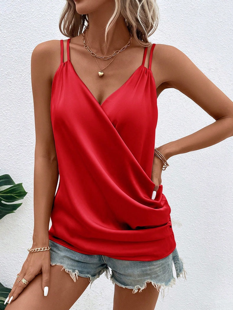 Women Clothes Summer Satin Camisole Women Inner Wear Top Women Red