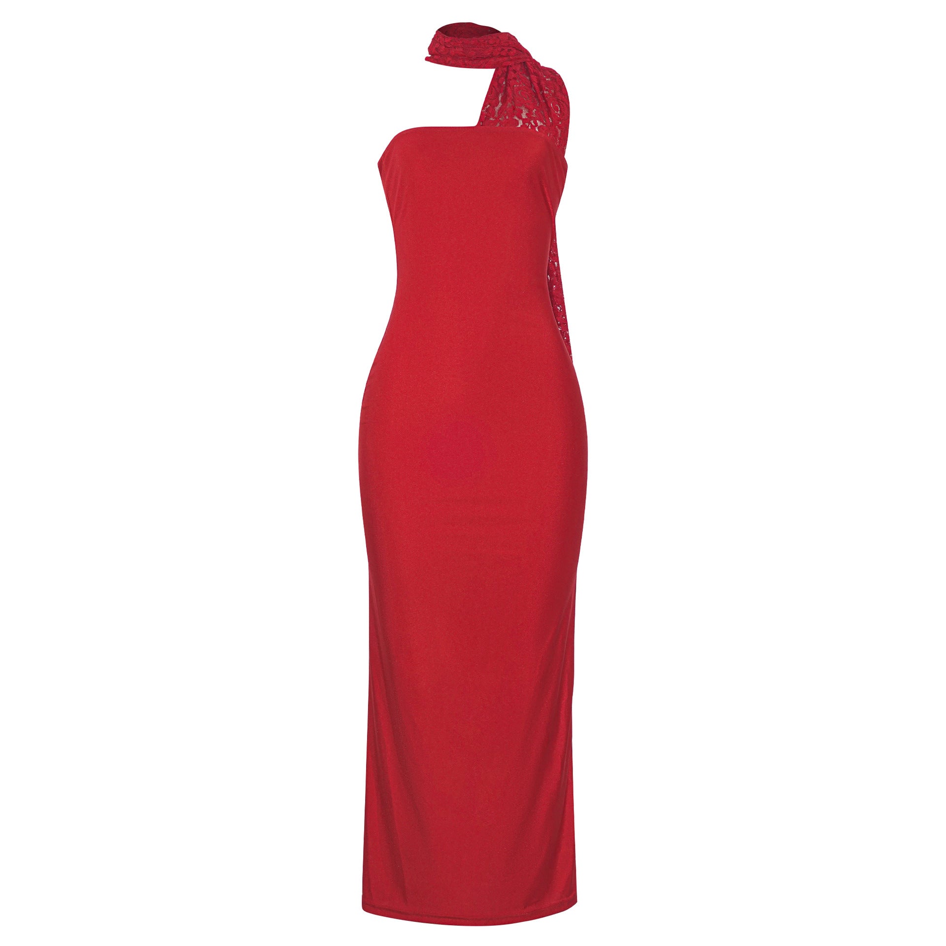 Spring Niche Sexy Tube Top Tight Halter Sheath Dress Cocktail Party Catwalk Red