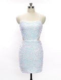 Summer Sexy Dress Solid Color Strap sexy Sequined Short White