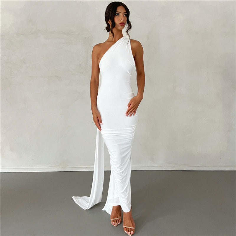 Summer Women Clothing Sexy Backless Halter Sheath Slim Fit Evening Dress Dress for Women White