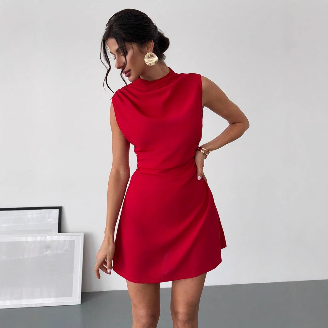 Best Women Clothes Summer Satin Dress Women High Grade Satin Dress Red