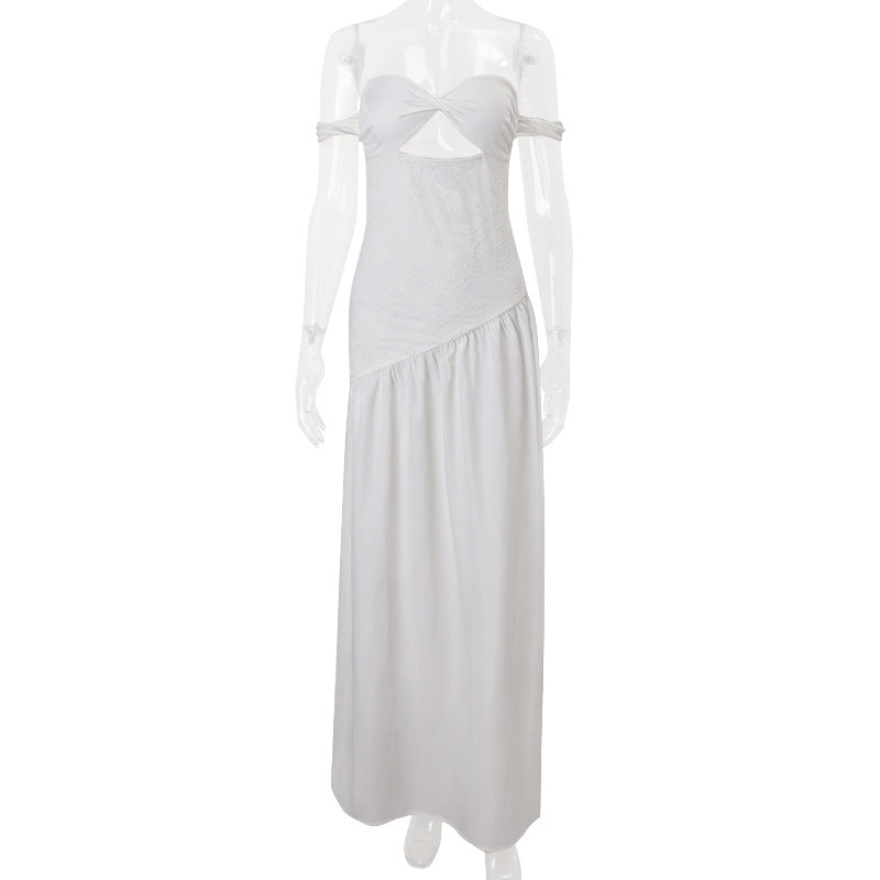 Women Clothing Summer off Shoulder Sexy Vacation Slim Fit Dress Women White