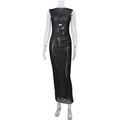 Elegant Women Clothing Mesh See through Sleeveless Slim Fit Sexy Dress Overskirt Long Blouse for Women Black[No Inner Match]
