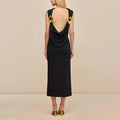 Sexy Lightly Mature Sexy Backless Dress Autumn French Waist Dress Women Black