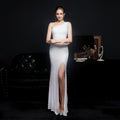 Craft Colorful Sequin Socialite Gathering Party Evening Dress Sexy Long Slimming Toast Dress Bride Formal Gown White