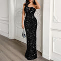 Women Elegant Evening Dress Tube Top Sexy Maxi Dress Black