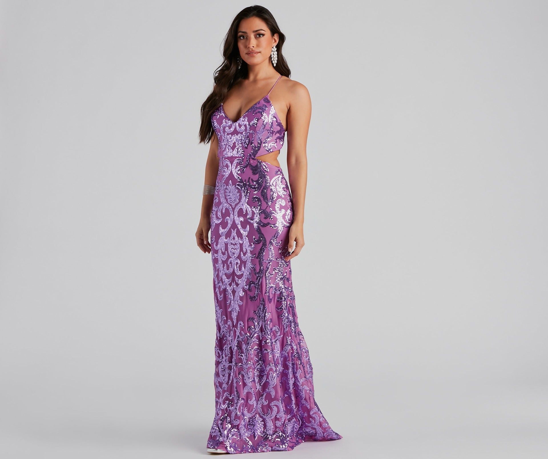 Sequin Stitching Dress Cocktail Host Ceremonial Clothing Elegant Bridesmaid Dress Purple