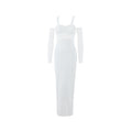 Women Clothing Sexy Spaghetti Straps Corset Slim Mesh Stitching Independent Sleeve Dress White