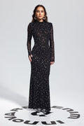 Arrival Black Dress Sexy Strap Rhinestone Tight Long Sleeve Dress Black
