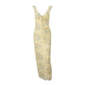Summer Women Sexy Low Cut Sexy Vacation Retro Printed Slim Strap Dress Yellow