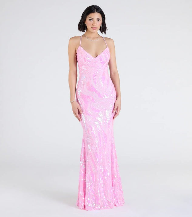Women Party Sequined Sexy Formal Dress Dress Evening Dress Pink